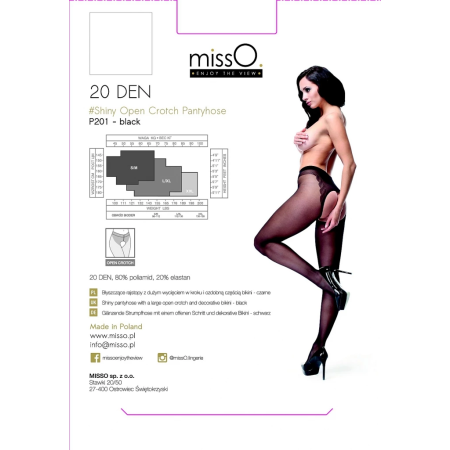 MissO P201 Sheer Black Tights with Open Gusset S/M