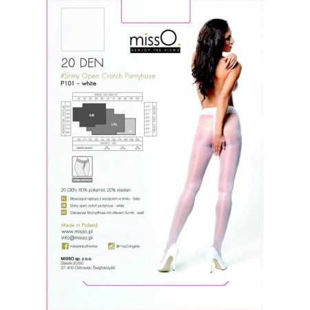 MissO P101 Tights with Cut-Out White L/XL - Shimmering Finish