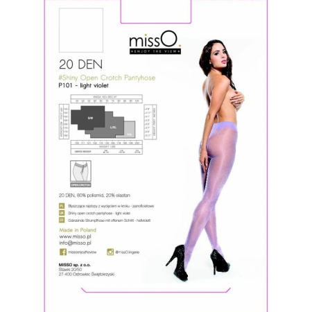 MissO P101 Sheer Lavender Tights with Open Gusset L/XL