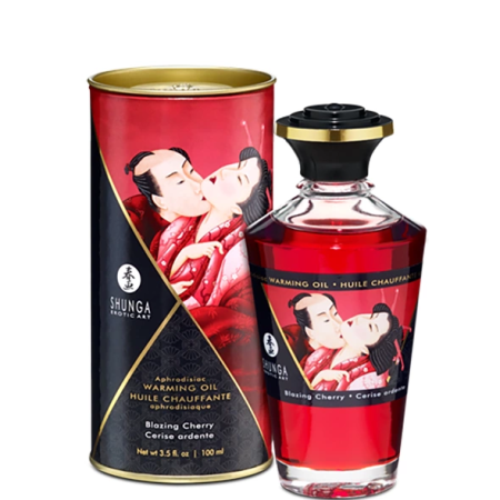 Shunga Aphrodisiac Warming Oil Blazing Cherry 100ml - Edible Formula
