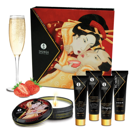Shunga Geisha’s Secret Set Sparkling Strawberry Wine - Intimate Miniature Kit
