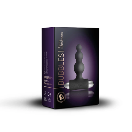 Rocks-Off Petite Sensations Bubbles Black - Compact Silicone Beads, 7 Modes