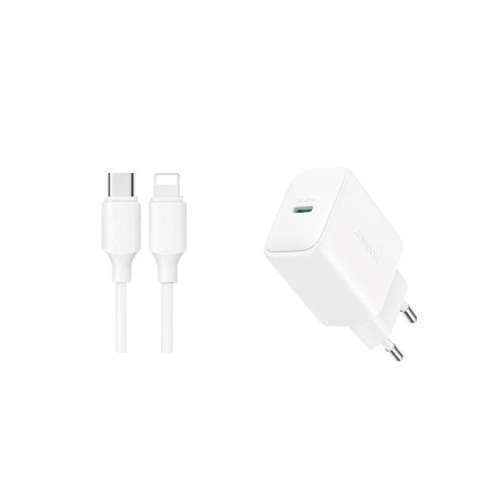 Joyroom JR-TCF20 20W USB-C įkroviklis + USB-C į Lightning kabelis 1.0m - baltas