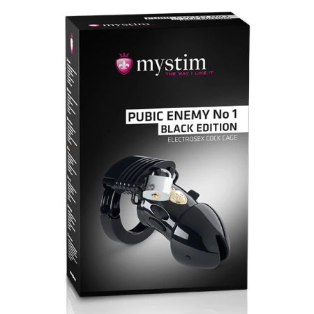 Mystim Pubic Enemy No 2 Black Edition - Adjustable Electro Chastity Cage