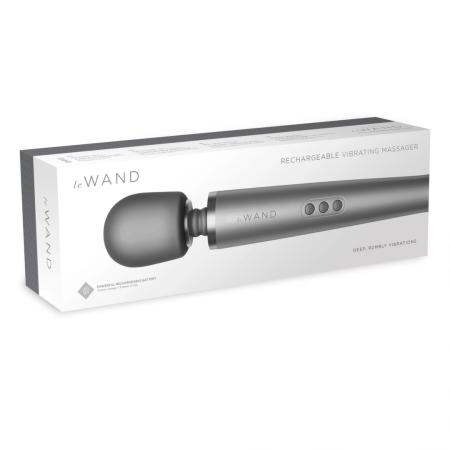 Le Wand Massager Grey - Rechargeable Luxury Wand, 10 Speeds, 20 Modes