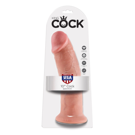 King Cock Model 10 Inch Anatomical Flesh Tone, Suction Base, 25.4 cm