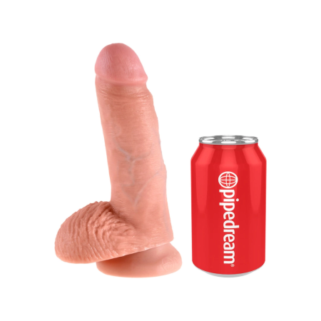 King Cock 7 Inch Model with Balls Flesh Tone, Suction Base, 17.8 cm