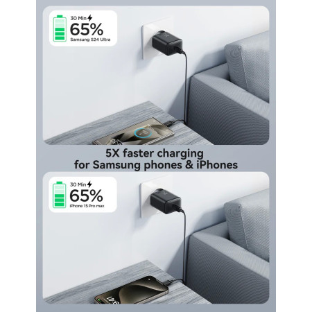 Joyroom JR-TCF23 25W Įkroviklis su USB-C ir USB-C kabeliu 1.0m juodas