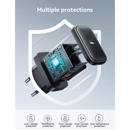 Joyroom JR-TCF23 25W Įkroviklis su USB-C ir USB-C kabeliu 1.0m juodas