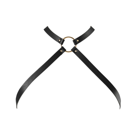 Bijoux Indiscrets Maze Chest Adjustable Thin Harness Black Vegan Leather