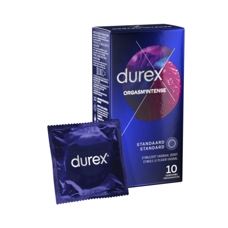 Durex Intense Stimulating Condoms 10 pcs - Ribbed & Dotted, Sensation Gel
