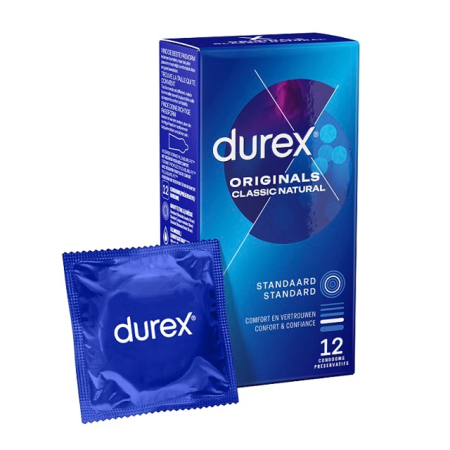 Durex Originals Classic Natural Latex Condoms 12-Pack Easy-On Fit