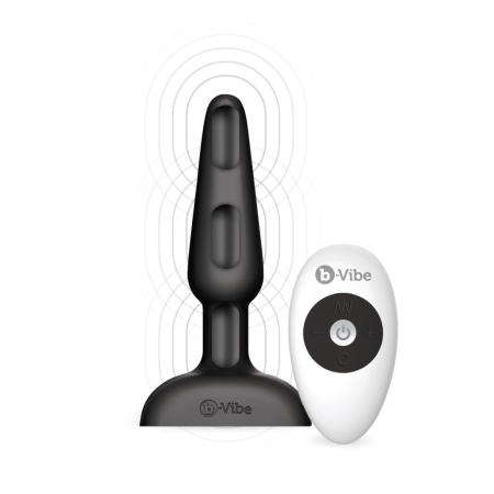 b-Vibe Trio Plug Black - Medium Size Intimate System, 3 Motors, Remote