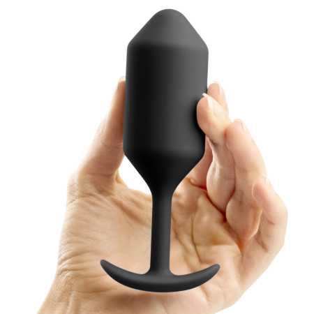 b-Vibe Snug Plug 3 Black Weighted Silicone Anal Model 180g 3.6x12.7cm