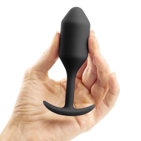 b-Vibe Snug Plug 2 Black Weighted Silicone Intimate Trainer 114g 3x11.4cm