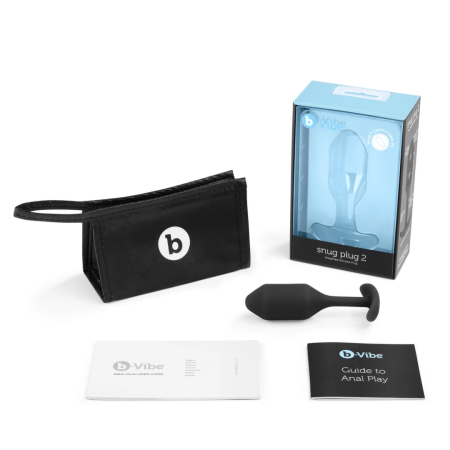 b-Vibe Snug Plug 2 Black Weighted Silicone Intimate Trainer 114g 3x11.4cm