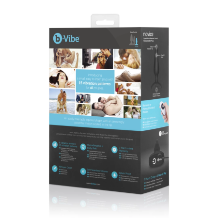 b-Vibe Novice Plug Black - Compact Rechargeable Silicone Model with Remote
