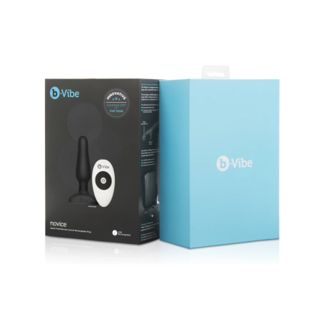 b-Vibe Novice Plug Black - Compact Rechargeable Silicone Model with Remote