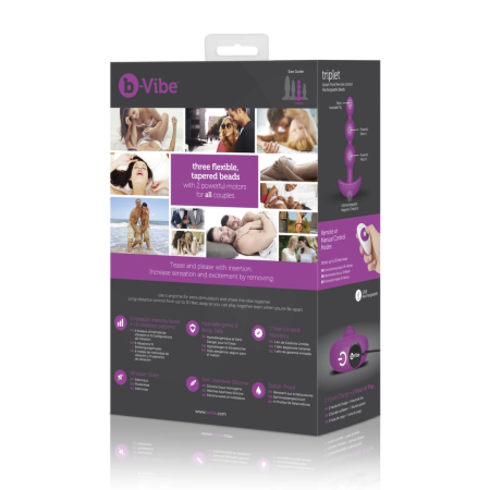 b-Vibe Triplet Fuchsia Intimate Bead System - Dual Motor, 11.7 cm