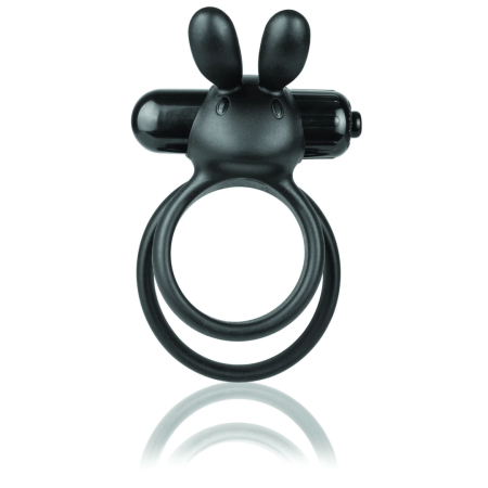 The Screaming O Ohare XL Black Dual Silicone Ring with Rabbit Ears