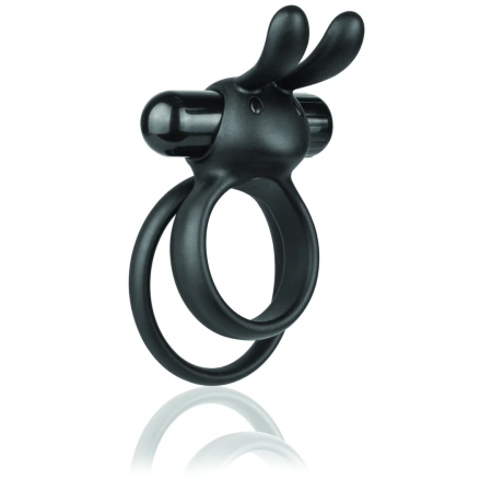 The Screaming O Ohare XL Black Dual Silicone Ring with Rabbit Ears