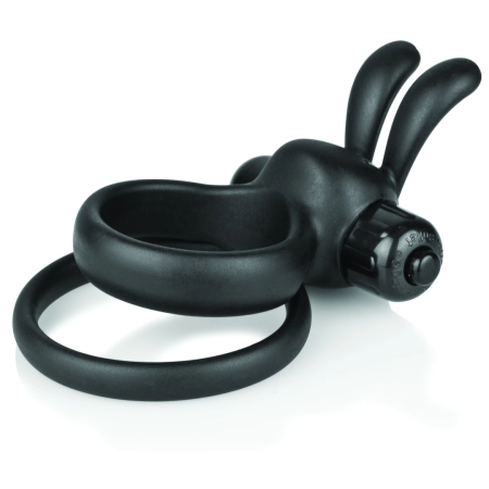 The Screaming O Ohare XL Black Dual Silicone Ring with Rabbit Ears