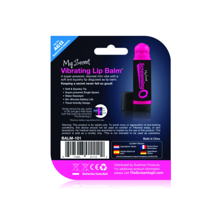 The Screaming O My Secret Vibrating Lip Balm Mini Intimate Device Pink