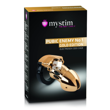 Mystim Pubic Enemy No 1 Gold Edition - Adjustable Chastity System