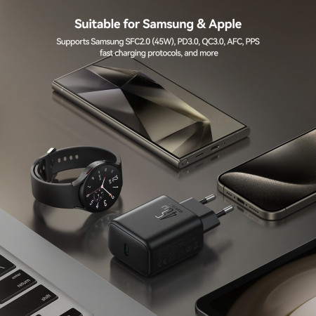 Joyroom JR-TCG13 45W GaN tinklinis įkroviklis juodas