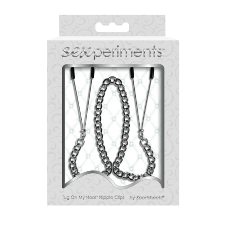 S&M Adjustable Heart Nipple Clips with Comfort Pads, Silver Finish