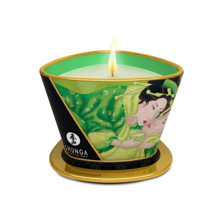 Shunga Massage Candle Green Tea 170ml - Aromatic Massage Oil Candle