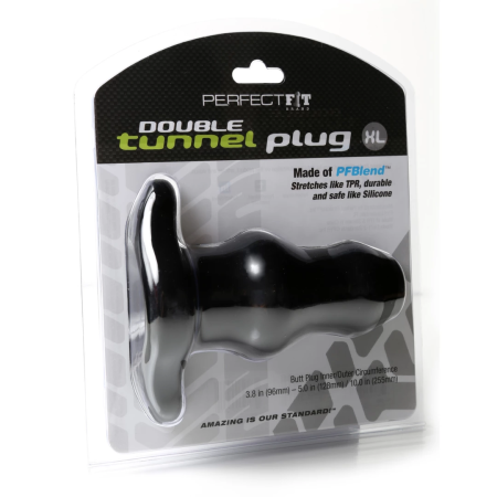 Perfect Fit Double Tunnel Plug XL Black - Large Hollow System Plug