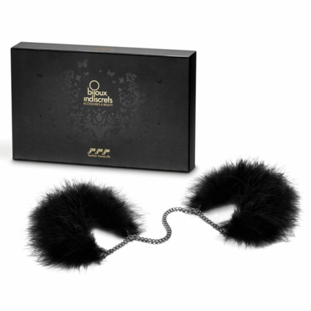 Bijoux Indiscrets Za Za Zu Feathered Soft Cuffs - Elegant Black Design