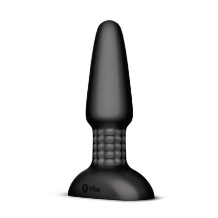 b-Vibe Rimming Plug 2 Black - Rotating Beads, Vibrating Tip, 15.2 cm