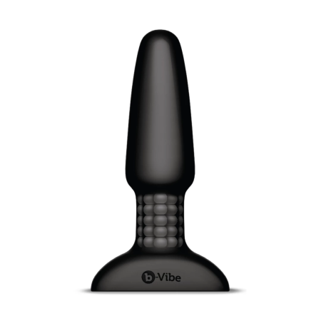 b-Vibe Rimming Plug 2 Black - Rotating Beads, Vibrating Tip, 15.2 cm
