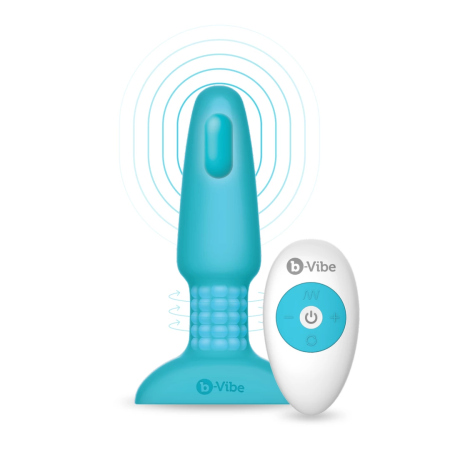 b-Vibe Rimming Plug 2 Teal - Rotating Beads & Remote, 15.2 cm Silicone
