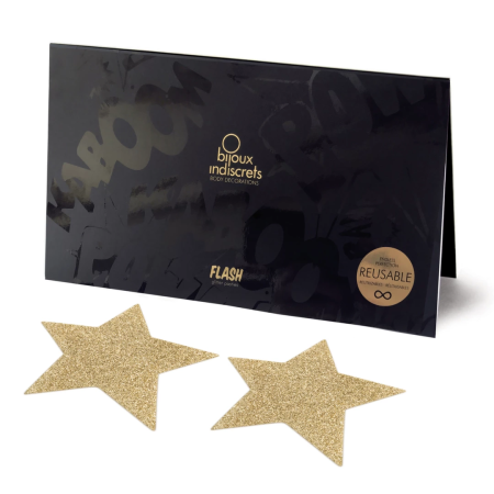 Bijoux Indiscrets Flash Star Gold - Reusable Shimmering Body Decals