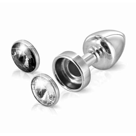 Diogol Anni Magnet 25mm Aluminium Plug with Swarovski Crystal Black/Clear