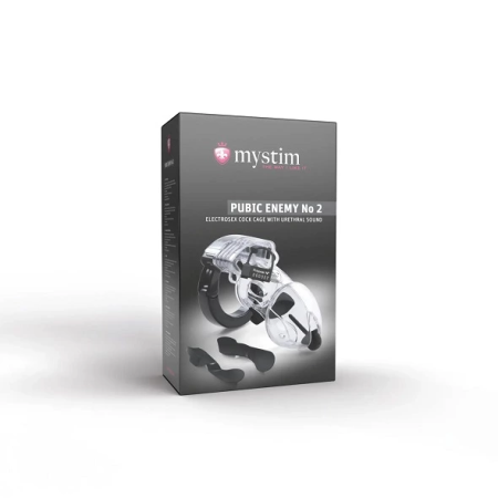 Mystim Pubic Enemy No 2 Transparent Chastity System with E-Stim, Adjustable