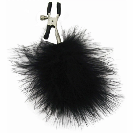 Sportsheets S&M Adjustable Feathered Nipple Clamps Black Feathers