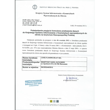 Lovely Lovers Delay Gel 150ml - Intimate Prolonging Formula with Guarana & Mint