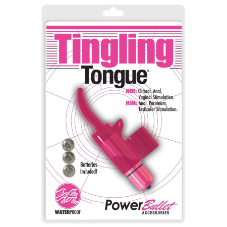 PowerBullet Tingling Tongue Pink - Compact Gel Finger Massager Waterproof