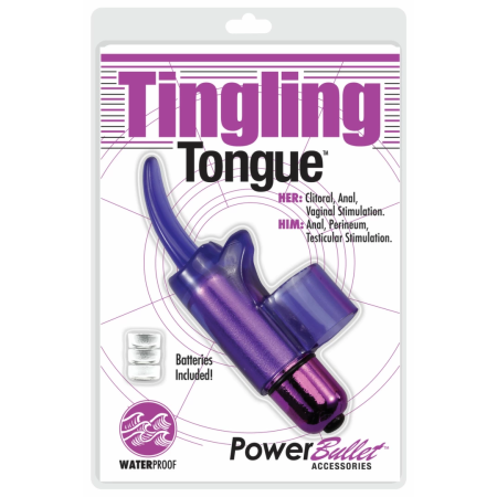 PowerBullet Tingling Tongue Purple - Compact Finger Massager, Waterproof