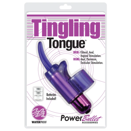 PowerBullet Tingling Tongue Purple - Compact Finger Massager, Waterproof