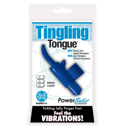 PowerBullet Tingling Tongue Blue Mini Finger Massager Waterproof