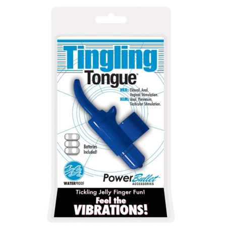 PowerBullet Tingling Tongue Blue Mini Finger Massager Waterproof