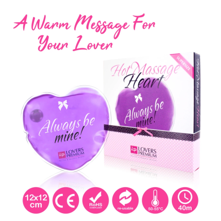 LoversPremium Hot Massage Heart XL Reusable Body Warmer 12x12cm Red