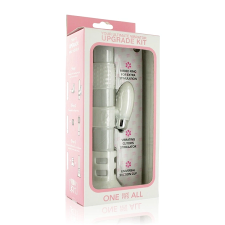 ViboKit Universal Vibrator Upgrade Kit White - Suction Mount & Textured Ring