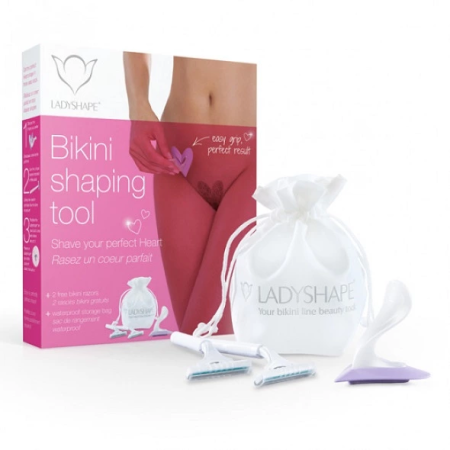 Ladyshape Heart Bikini Shaping Tool Set with Precision Razors