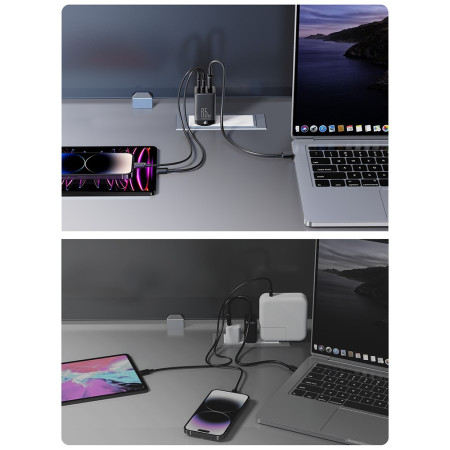 Joyroom 65W GaN Greitas Įkroviklis su 2x USB-C ir USB-A